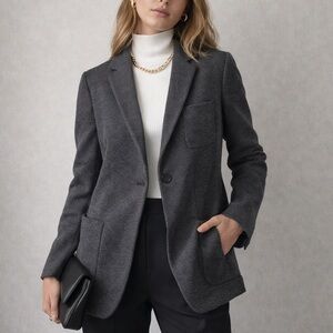 Nells Nelson Wool Gray Silk Italy V-neck Long Sleeve Blazer IT 42 US M (8)